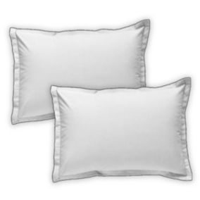 Lot de 2 taies d'oreiller unies en coton finition bourdon 50x70cm