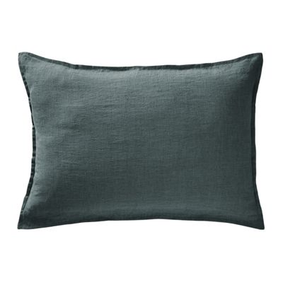 Lot de 2 taies d'oreillers 50 x 70 cm en lin lavé bleu - LUISA
