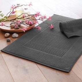 Lot de 2 tapis de bain GALAXI 50x70 gris foncé en coton