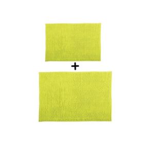 Lot de 2 Tapis de bain Microfibre CHENILLE 40x60cm  60x90cm Vert pistache MSV