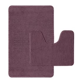 Lot de 2 tapis de bain polyester 50x80cm + 50x40cm violine 50x80cm