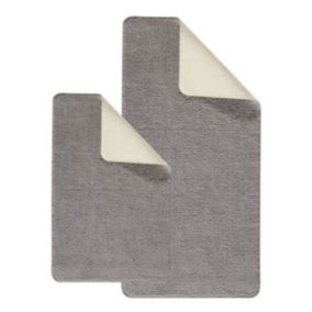 Lot de 2 tapis de bain polyester 60x120cm + 50x80cm gris 60x120cm