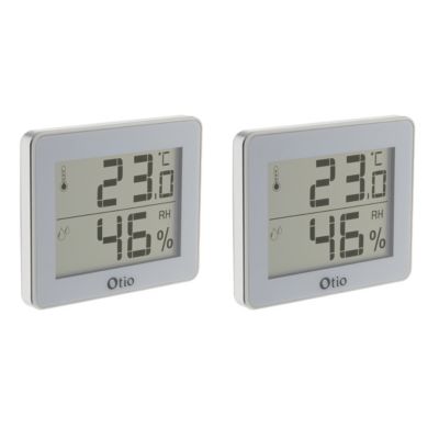 Lot de 2 thermomètres hygromètres Blanc - écran LCD - Otio