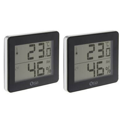 Lot de 2 thermomètres hygromètres Noir - écran LCD - Otio