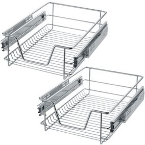 Lot de 2 Tiroirs de rangement téléscopique chromé