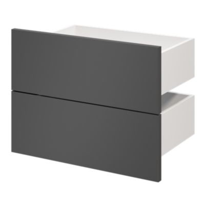 Lot de 2 tiroirs GoodHome Atomia anthracite H. 18,5 x l. 37,2 x P. 30 cm