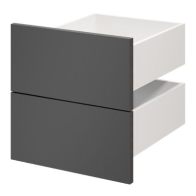 Lot de 2 tiroirs GoodHome Atomia anthracite H. 18,5 x l. 37,2 x P. 39 cm