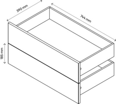 Lot de 2 tiroirs GoodHome Atomia anthracite H. 18,5 x l. 74,7 x P. 39 cm