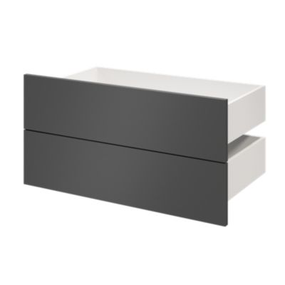 Lot de 2 tiroirs GoodHome Atomia anthracite H. 18,5 x l. 74,7 x P. 39 cm