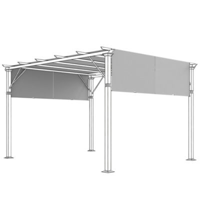 Lot de 2 toiles de rechange pergola rétractable 3 x 3 m polyester anti-UV30+ gris clair