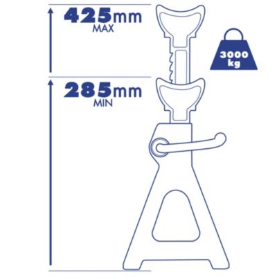 Lot de 2 tréteaux chandelles à crémaillère, crics de levage en acier bleu
