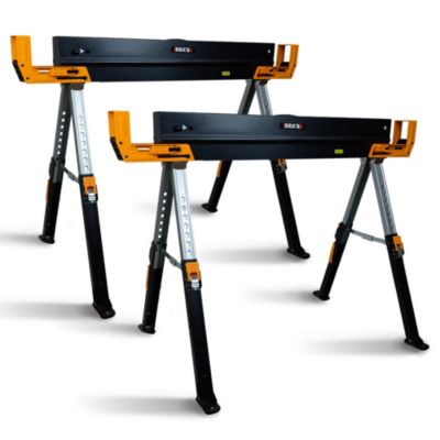 Lot de 2 tréteaux d atelier métalliques pliables et téléscopiques - Charge max 1180kg