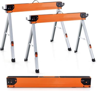 Lot de 2 Tréteaux de Scie Pliable Charge 500KG-Chevalets de Sciage Structure Triangulaire pour Découpe/Sciage/Bricolage Argent