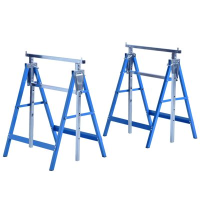 Lot de 2 tréteaux pliables télescopiques hauteur réglable 80-130 cm bleu