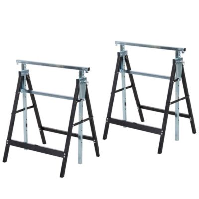 Lot de 2 tréteaux pliables télescopiques hauteur réglable 80-130 cm noir