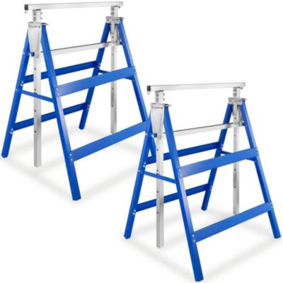 Lot de 2 tréteaux télescopiques en acier laqué époxy bleu