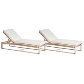 Lot de 2 transats avec coussins AZZANELLO Acacia Blanc cassé