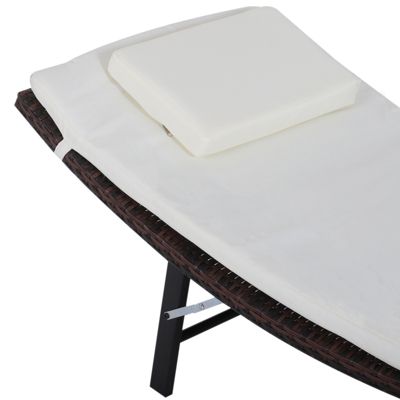 Lot de 2 transats bains de soleil pliables grand confort : matelas, têtière + table basse résine tressée chocolat