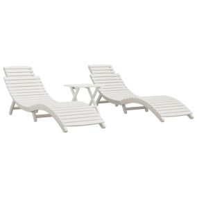 Lot de 2 transats chaise longue bois blanc Helloshop26