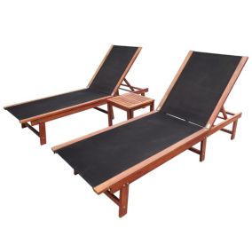 Lot de 2 transats chaise longue bois Helloshop26