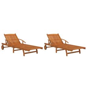 Lot de 2 transats chaise longue bois Helloshop26