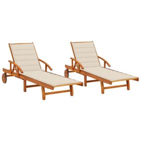 Lot de 2 transats chaise longue bois Helloshop26