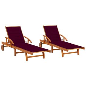 Lot de 2 transats chaise longue bois Helloshop26