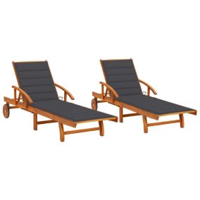 Lot de 2 transats chaise longue bois Helloshop26