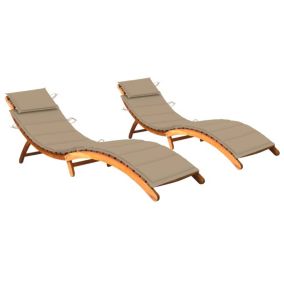 Lot de 2 transats chaise longue bois Helloshop26