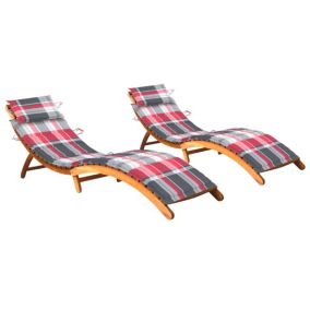 Lot de 2 transats chaise longue bois Helloshop26