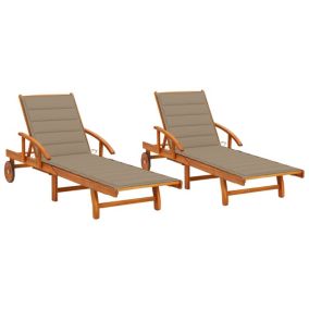 Lot de 2 transats chaise longue bois Helloshop26