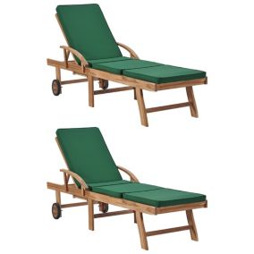 Lot de 2 transats chaise longue bois vert Helloshop26