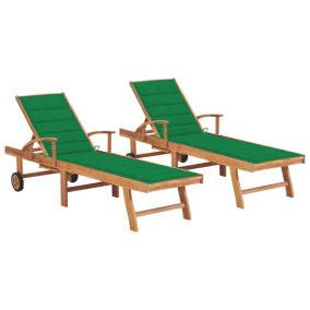 Lot de 2 transats chaise longue bois vert Helloshop26