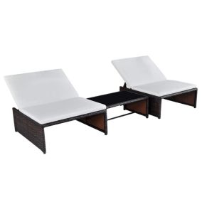 Lot de 2 transats chaise longue resine marron Helloshop26