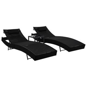 Lot de 2 transats chaise longue resine noir Helloshop26