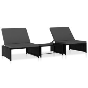 Lot de 2 transats chaise longue resine noir Helloshop26