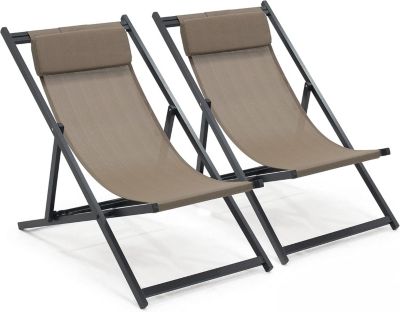 Lot de 2 transats en Aluminium Marron