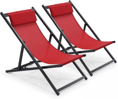 Lot de 2 transats en Aluminium Rouge
