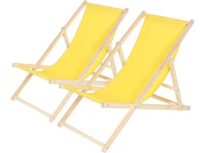 Lot de 2 transats en bois "Chilienne"  107 x 56.5 x 81 cm  Jaune