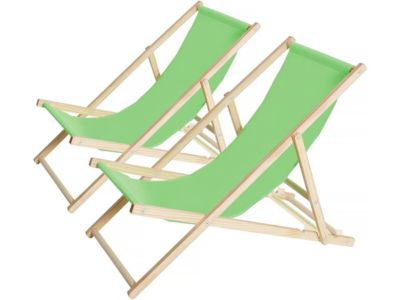 Lot de 2 transats en bois "Chilienne"  107 x 56.5 x 81 cm  Vert