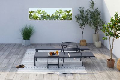 Lot de 2 transats et une table d'appoint gris BARI