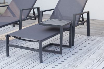 Lot de 2 transats et une table d'appoint gris BARI