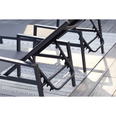 Lot de 2 transats et une table d'appoint gris BARI