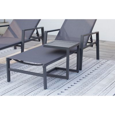 Lot de 2 transats et une table d'appoint gris BARI