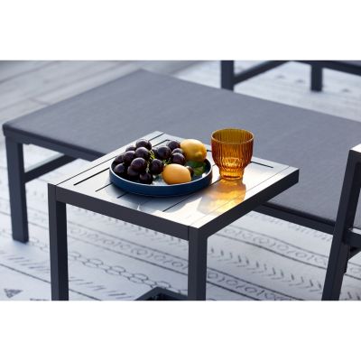 Lot de 2 transats et une table d'appoint gris BARI
