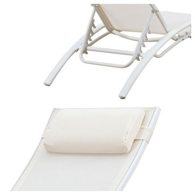 Lot de 2 transats GALAPAGOS en textilène blanc - aluminium blanc - HAPPY GARDEN
