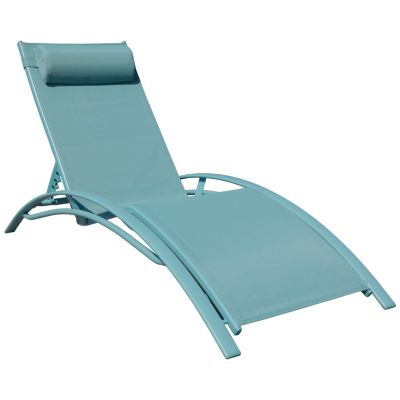 Lot de 2 transats GALAPAGOS en textilène bleu clair - aluminium bleu clair - HAPPY GARDEN