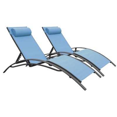 Transat Jardin Happy Garden Galapagos - Lot De 2 - Textilène Gris, Structure Anthracite - Multi Positions