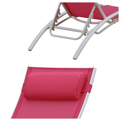 Lot de 2 transats GALAPAGOS en textilène rose - aluminium blanc - Happy Garden