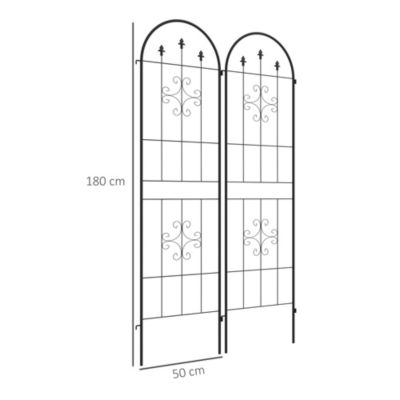 Lot de 2 treillis de jardin support pour plantes grimpantes acier noir